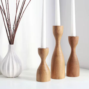 Ensemble de trois bougeoirs classiques en bois pour la décoration de mariage et de Noël, cadeau pour la maison, pour le salon - Product Image 1