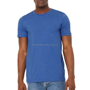 T-shirt uni à col rond pour homme en coton 100% respirant, vente en gros, faible MOQ, impression personnalisée, bleu - Product Image 4