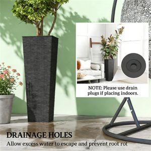 Pot de fleurs et jardinière en plastique noir pour l'intérieur et l'extérieur - Product Image 4