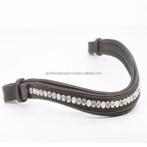 Bande de sourcils de cheval en cuir rembourré de qualité supérieure avec de grands cristaux ronds pierres de diamant chaîne bling bride bande de sourcils pour chevaux - Product Image 4