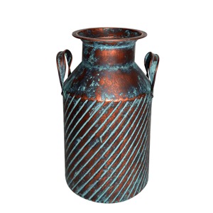 Vase en céramique rustique cuivre et patine, style industriel, avec rainures diagonales - Product Image 5