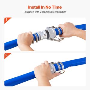 Manguera de Retrolavado de PVC Azul de Alta Calidad de 1.5 x 50 pies con Conexiones de Aluminio y Abrazaderas Camlock para Diversas Bombas y Mangueras de Plomería Sewa - Product Image 4