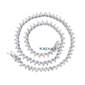 Men's S925 <b>Silver</b> Rhodium Plated Moissanite Tennis Necklace Triangle Cut Prong Setting Luxury Wedding Jewelry - Product Image 1