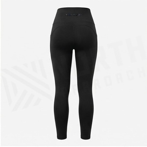 High Waist Full Length Yoga <b>Leggings</b> <b>With</b> <b>Pockets</b> Solid <b>Black</b> Seamless Four-Way Stretch Women's Sportswear - Product Image 2