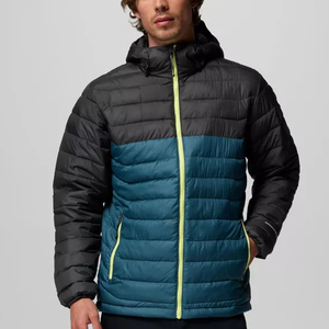 Veste matelassée à capuche pour homme, coupe-vent, décontractée, hiver, coupe régulière, polyester, blocs de couleur, fermeture éclair - Product Image 2