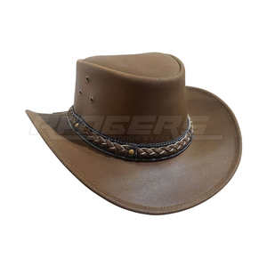 Sombreros de Vaquero de Cuero Marrón Hechos a Mano, Sombreros de Vaquera Tradicionales con Banda Trenzada, Sombrero de Vaquero para Mujer, Duradero y Elegante - Product Image 2