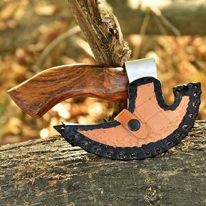 Hache à pizza Viking en acier forgé à haute teneur en carbone de qualité industrielle, manche en bois de rose gravé, couteau à pizza en cuir – Vente chaude - Product Image 3