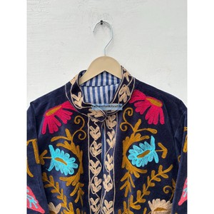 Wholesale <b>Velvet</b> Embroidered Jacket <b>Women's</b> Mandarin Collar Full Sleeve Floral Design Handmade Autumn <b>Coat</b> - Product Image 5