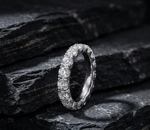 แหวนเพชรทรงกลมเจียระไนแบบบริลเลียนท์ชุบทอง 18K 14K แบบซ้อนได้ พร้อมเพชรแล็บรับรองโดย IGI แหวนเงินแท้ 925 - Product Image 1