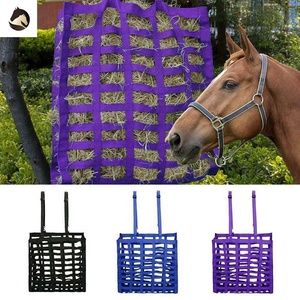 Sac à foin en nylon pour chevaux, mangeoire lente, filet à foin en maille durable, pour l'alimentation en écurie et en remorque, robuste, avec sangle réglable, couleur et taille personnalisables - Product Image 2