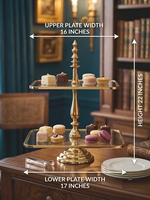 Support à gâteau en métal écologique fait main à 2 ou 3 niveaux, plateau à dessert doré, support à cupcakes, plateau à fruits, présentoir de service, décoration de table