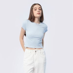 เสื้อครอปออกกำลังกายสำหรับผู้หญิง ดีไซน์ใหม่ทันสมัย ผ้าฝ้าย 100% น้ำหนักเบา แห้งเร็ว ระบายอากาศดี เป็นมิตรกับสิ่งแวดล้อม คุณภาพดี - Product Image 1