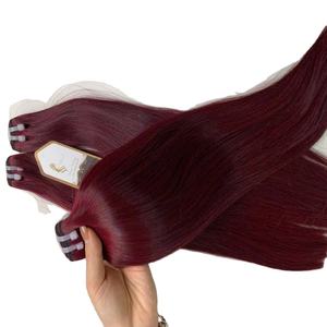 Venta al por mayor de alta calidad de origen virgen hueso recto Remy extensiones de cabello humano teñido paquetes de trama para trenzar - Product Image 2