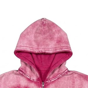 Sudadera con Capucha para Mujer, Estilo Tie-Dye Rosa, con Logotipo Personalizado, Manga Larga, Tejido de Punto, Spandex/Poliéster, Cierre de Cremallera, Transpirable - Product Image 5
