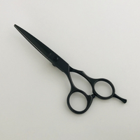 Ciseaux de coiffure AK34BL 3,5 pouces noirs à lame droite en acier inoxydable, détachables et réglables, pour droitiers
