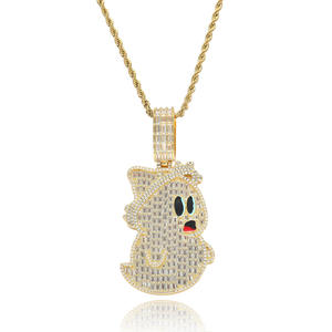 Colgante de Fantasma de Dibujos Animados, Plata 925 con Baño de Rodio, Microincrustaciones de Diamantes, Charm Temático Unisex para Uso Diario - Product Image 2