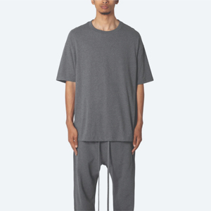 T-shirt Homme Luxe Surdimensionné 100% Coton Lourd Col Rond Personnalisé Anti-boulochage Tissu Tricoté en Bambou de Haute Qualité Coupe Classique - Product Image 3