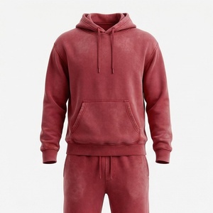 Survêtement à capuche pour homme, couleur unie, manches longues, décontracté, 100 % coton, poids moyen, respirant, fermeture à cordon, coupe classique - Product Image 1