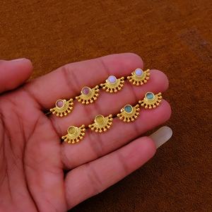 Sunburst Yellow <b>Cats</b> Eye Zircon Stud Earrings Rhodium Plated Handmade Gemstone Trendy Wholesale Supplier Studs - Product Image 6