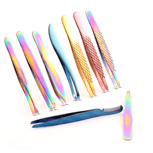 Pinzas para Cejas de Acero Inoxidable Curvas y Inclinadas con Agarre Perfecto, Diferentes Colores, Ligeras, Ecológicas, Precisión Profesional para Salón - Product Image 4