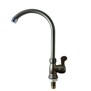 Robinet de cuisine moderne à eau froide KSOM-49T2T KSOM-49T2XX de haute qualité, avec bouton, col de cygne, montage sur plan, finition chromée, ABS - Product Image 1