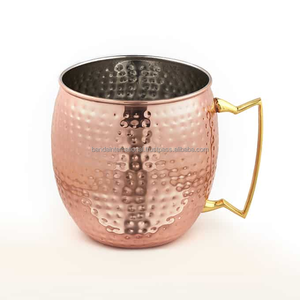 Mug en cuivre martelé de qualité supérieure avec poignée et finition polie, idéal pour la boisson et l'utilisation en cuisine, anti-fuite. - Product Image 4