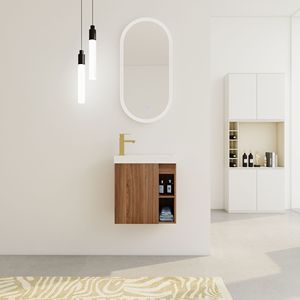 Mobile bagno sospeso da 20 pollici con lavabo in resina bianca e anta dell'armadietto con chiusura ammortizzata - Product Image 1
