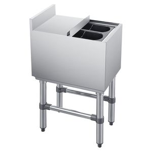 Contenitore per Ghiaccio in Acciaio Inox per Cucina Commerciale, Capacità Massima 29,6 Qt, Coperchio Scorrevole, 12 X 19 X 33 Pollici, Portabottiglie - Product Image 1