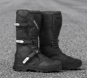 Botas de moto para hombre, negras, parte superior de PU, suela de goma, a media pantorrilla, con hebilla y correa, impermeables, transpirables, para todas las estaciones - Product Image 2