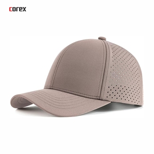 Casquette de baseball personnalisée à séchage rapide, respirante, imperméable, couleur café, 6 panneaux, maille découpée au laser, visière incurvée, snapback, décontractée, voyage, été - Product Image 1