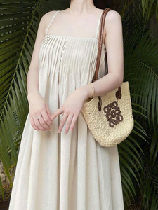 Custom Sleeveless Pleated Maxi Dress Button Front OEM Women’s Clothing - Product Image 2