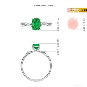 Nature Inspired <b>Cushion</b> <b>Rectangular</b> Emerald Side Stone Engagement Ring Handmade Customized Fine Jewelry Wedding 14K Solid Gold - Product Image 4