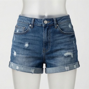Women's Straight Button <b>Denim</b> Shorts Breathable Vintage Fashionable Stretched <b>Material</b> Trendy Customized Color Summer - Product Image 1