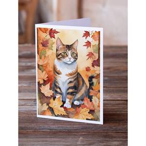 แมวแปลก polydactyl อเมริกันกับใบไม้ร่วง8ใบว่างเปล่า A7ขนาด5x7โน๊ตการ์ดพร้อมซองจดหมายสำหรับทักทาย - Product Image 2