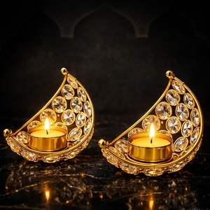 Faroles Marroquíes Elegantes de Metal y Vidrio con Lámpara de Farol y Portavelas Colgantes para Decoración del Hogar, Diwali, Eid, Navidad - Product Image 1