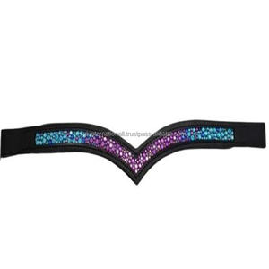 Diamantes de imitación de cristales multicolores personalizados, cadena de cuero genuino, banda para cejas de carreras de caballos y accesorios para caballos - Product Image 4