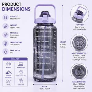 Premium Plastic Water <b>Bottle</b> with Lid, Reusable Empty Mineral <b>Bottle</b> for Daily Use 2000ml - Product Image 4