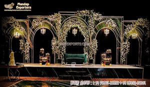 Support de toile de fond décoratif pour scène de mariage intérieure indienne, en panneaux métalliques découpés au laser, pour réception, tendance, Canada - Product Image 5