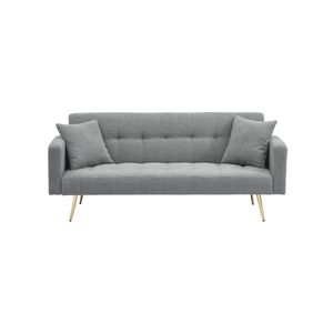 Divano Letto in Tessuto Teddy Fleece Grigio da 71,7 Pollici con Due Cuscini Inclusi - Product Image 5