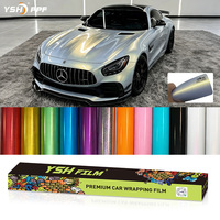 Film de protection de voiture en vinyle YSH Crystal Glossy Silver Black Blue Red Green Purple Pink, film TPU changeant de couleur pour voiture, film de protection de voiture en vinyle