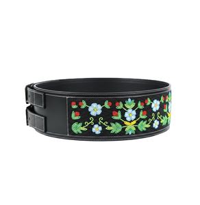 Ceinture Corset Artisanale en Cuir Véritable de Vache Marron Style Western Vintage avec Boucle à Broche Perlée et Impression par Transfert Thermique 1-1,5 pouces - Product Image 1