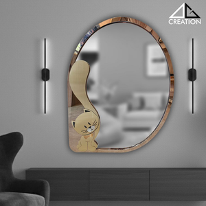 Este impresionante espejo con marco de acero inoxidable PVD es una adición elegante y divertida a cualquier interior moderno. - Product Image 3