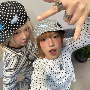 Korean Cute Polka-Dot Embroidered Eye Baseball <b>Cap</b> for <b>Women</b>, Street-Style All-Match Anime-Inspired Design with Deepened Viso - Product Image 5