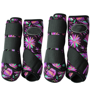 Protège-jambes pour chevaux en néoprène et maille à imprimé floral, haute élasticité, personnalisables, pour la prévention des piqûres de mouches et de moustiques - Product Image 6