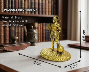 Ídolo de Hanuman de latón 100% de Jaipur Metals |   Estatua Religiosa Moderna para el Hogar u Oficina |   6.5x4x6 cm |   Pooja y Regalo - Product Image 3