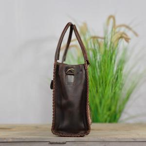Premium Quality Luxury Vintage Handmade 100% Genuine Cowhide Leather Large Capacity Durable Shoulder Handbags With <b>Wallet</b> Set - Product Image 4