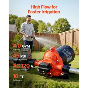 Pompa Elettrica a Diaframma per Trasferimento Acqua, 110V AC, 4 GPM, 3 Camere, Pressione Massima 45 PSI, Pompa Automatica a Pressione - Product Image 2