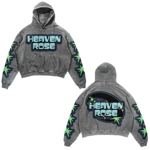 OEM Custom Graphic Oversized Acid Wash Hoodie Unisex Streetwear Puff Print <b>Patch</b> Embroidery Wholesale Y2K <b>Punk</b> Sweatshirt - Product Image 6