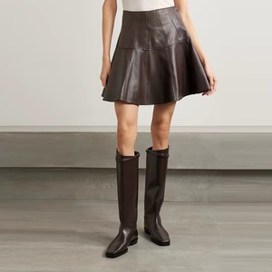 Jupe en cuir véritable taille haute pour femme, personnalisable, décontractée, respirante, coupe trapèze, antibactérienne - Product Image 2