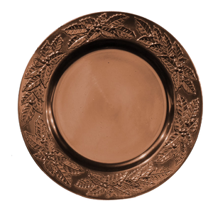 Modern honeycomb copper charger <b>plate</b> with a geometric hexagonal pattern and matte finish. Available at wholesale price serially - Product Image 3